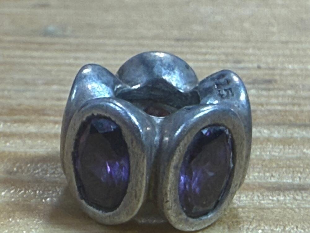 Pandora 790311ACZ Purple Oval Lights CZ Charm 925 ALE Sterling Retired